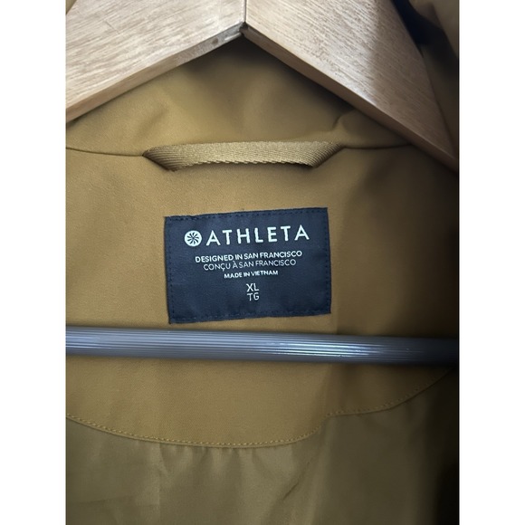 Athleta Rainout Sutro Trench Coat Women's Size X Large Brass Yellow Hooded - Picture 4 of 12